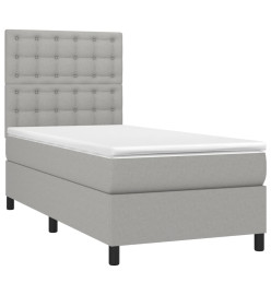 Lit à sommier tapissier et matelas Gris clair 90x190 cm Tissu