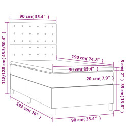 Lit à sommier tapissier et matelas Gris clair 90x190 cm Tissu