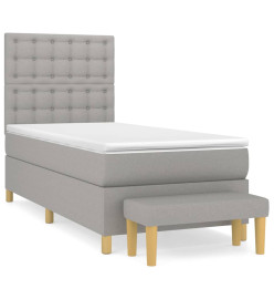 Lit à sommier tapissier et matelas Gris clair 90x190 cm Tissu