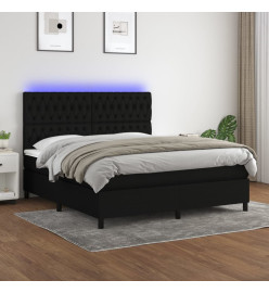 Sommier tapissier avec matelas et LED Noir 180x200 cm Tissu