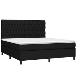 Sommier tapissier avec matelas et LED Noir 180x200 cm Tissu