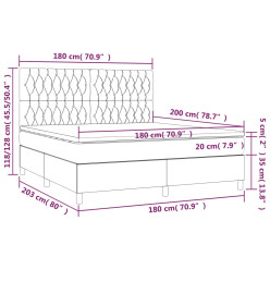 Sommier tapissier avec matelas et LED Noir 180x200 cm Tissu