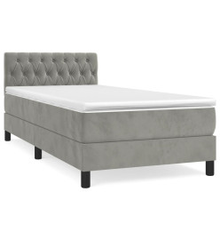 Lit à sommier tapissier et matelas Gris clair 90x200 cm Velours
