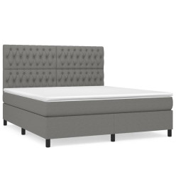 Lit à sommier tapissier avec matelas Gris foncé 180x200cm Tissu