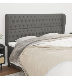 Tête de lit avec oreilles Gris foncé 183x23x118/128 cm Tissu
