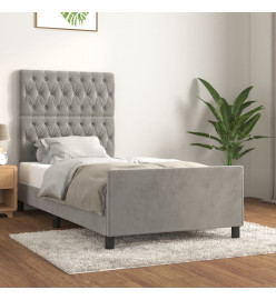 Cadre de lit avec tête de lit Gris clair 90x200 cm Velours