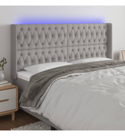 Tête de lit à LED Gris clair 183x16x118/128 cm Tissu