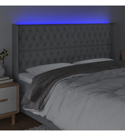 Tête de lit à LED Gris clair 183x16x118/128 cm Tissu