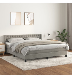 Lit à sommier tapissier et matelas Gris clair 180x200cm Velours