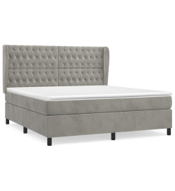 Lit à sommier tapissier et matelas Gris clair 180x200cm Velours