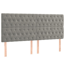 Lit à sommier tapissier et matelas Gris clair 180x200cm Velours