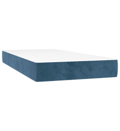 Sommier tapissier et matelas et LED Bleu foncé 90x200cm Velours