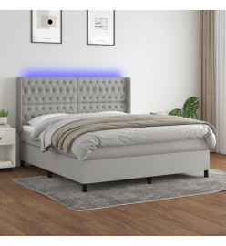Sommier tapissier et matelas et LED Gris clair 180x200 cm Tissu