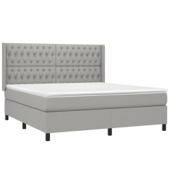 Sommier tapissier et matelas et LED Gris clair 180x200 cm Tissu