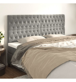 Têtes de lit 4 pcs Gris clair 90x7x78/88 cm Velours