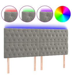Tête de lit à LED Gris clair 180x7x118/128 cm Velours