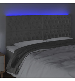 Tête de lit à LED Gris clair 180x7x118/128 cm Velours