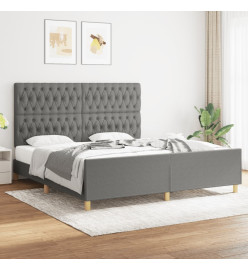 Cadre de lit avec tête de lit Gris foncé 180 x 200 cm Tissu
