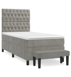 Lit à sommier tapissier et matelas Gris clair 90x200 cm Velours