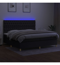 Sommier tapissier et matelas et LED Noir 200x200 cm Tissu