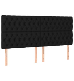 Sommier tapissier et matelas et LED Noir 200x200 cm Tissu