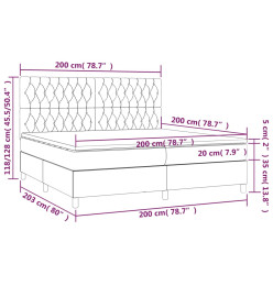 Sommier tapissier et matelas et LED Noir 200x200 cm Tissu