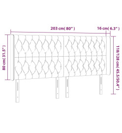 Tête de lit à LED Noir 203x16x118/128 cm Tissu