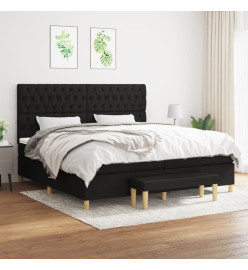 Lit à sommier tapissier avec matelas Noir 200x200 cm Tissu