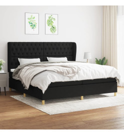 Lit à sommier tapissier avec matelas Noir 200x200 cm Tissu