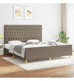 Cadre de lit avec tête de lit Taupe 180x200 cm Tissu