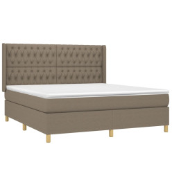 Sommier tapissier avec matelas et LED Taupe 180x200 cm Tissu