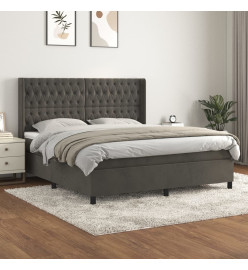 Lit à sommier tapissier et matelas Gris foncé 180x200cm Velours