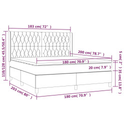 Lit à sommier tapissier et matelas Gris foncé 180x200cm Velours