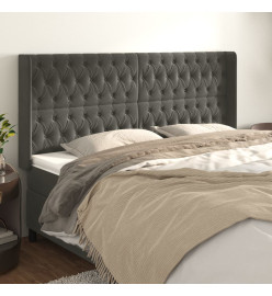 Tête de lit avec oreilles Gris foncé 183x16x118/128 cm Velours