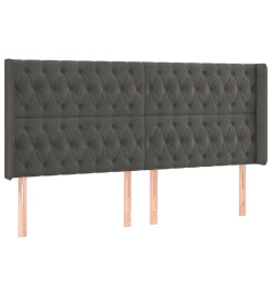 Tête de lit avec oreilles Gris foncé 183x16x118/128 cm Velours
