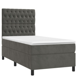 Lit à sommier tapissier et matelas Gris foncé 90x200 cm Velours