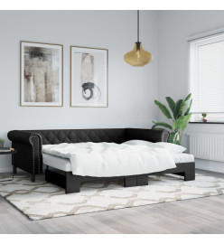 Lit de jour avec lit gigogne noir 90x200 cm similicuir