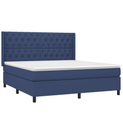 Sommier tapissier avec matelas et LED Bleu 160x200 cm Tissu