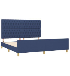 Cadre de lit avec tête de lit Bleu 180 x 200 cm Tissu