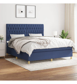 Lit à sommier tapissier avec matelas Bleu 180x200 cm Tissu