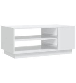 Table basse Blanc brillant 102x55x43 cm Aggloméré
