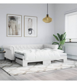 Lit de jour et lit gigogne et matelas blanc 90x200cm similicuir