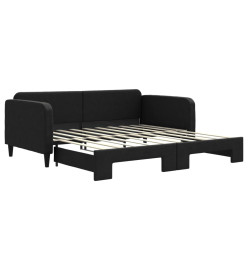 Lit de jour avec lit gigogne noir 90x190 cm tissu