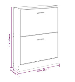 Armoire à chaussures Sonoma gris 59x17x81 cm Bois d'ingénierie