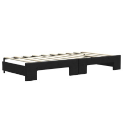 Lit de jour avec gigogne et matelas noir 90x190 cm tissu