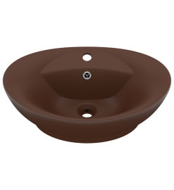 Lavabo ovale à trop-plein Marron foncé mat 58,5x39 cm Céramique