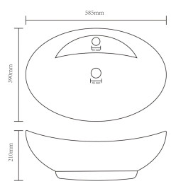 Lavabo ovale à trop-plein Marron foncé mat 58,5x39 cm Céramique