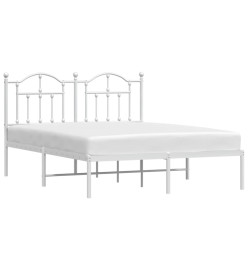 Cadre de lit métal avec tête de lit blanc 140x190 cm