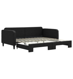 Lit de jour avec lit gigogne noir 100x200 cm tissu