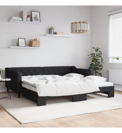Lit de jour avec lit gigogne noir 100x200 cm tissu